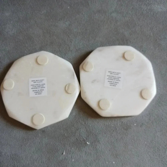 Octagon marble coasters set of 2 beige - Picture 2 of 2